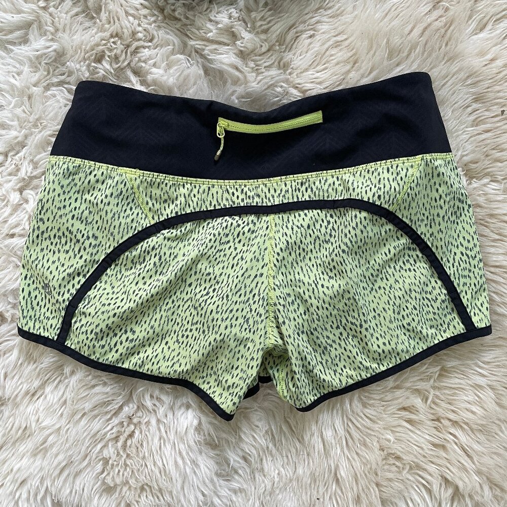 Lululemon Run Times Short 4" Stretch Dottie Dash Clarity Yellow Black Women's 6